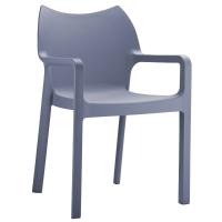 Diva Resin Outdoor Dining Arm Chair Dark Gray ISP028-DGR