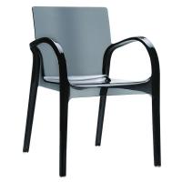 Dejavu Polycarbonate Arm Chair Transparent Black ISP032-TBLA