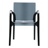 Dejavu Polycarbonate Arm Chair Transparent Black ISP032-TBLA - 2