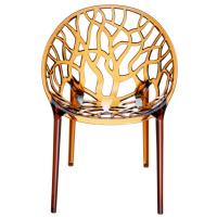 Crystal Polycarbonate Modern Dining Chair Transparent Amber ISP052-TAMB - 2