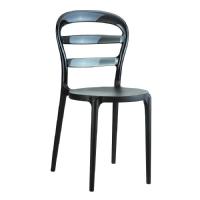 Miss Bibi Chair Black with Transparent Black Back ISP055-BLA-TBLA