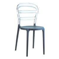 Miss Bibi Chair Dark Gray with Transparent Back ISP055-DGR-TCL