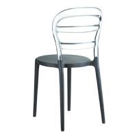 Miss Bibi Chair Dark Gray with Transparent Back ISP055-DGR-TCL - 1