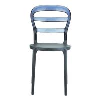 Miss Bibi Chair Dark Gray with Transparent Smoke Gray Back ISP055-DGR-TGRY - 2