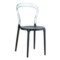 Mr Bobo Chair Black with Transparent Back ISP056-BLA-TCL