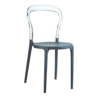 Mr Bobo Chair Dark Gray with Transparent Clear Back ISP056-DGR-TCL