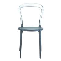 Mr Bobo Chair Dark Gray with Transparent Clear Back ISP056-DGR-TCL - 2