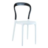 Mr Bobo Chair White with Transparent Black Back ISP056-WHI-TBLA