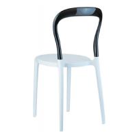 Mr Bobo Chair White with Transparent Black Back ISP056-WHI-TBLA - 1