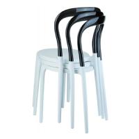 Mr Bobo Chair White with Transparent Black Back ISP056-WHI-TBLA - 4