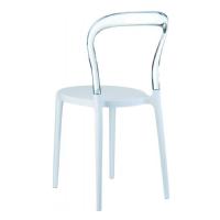 Mr Bobo Chair White with Transparent Back ISP056-WHI-TCL - 1