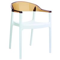 Carmen Dining Armchair White with Transparent Amber Back ISP059-WHI-TAMB