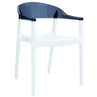 Carmen Dining Armchair White with Transparent Black Back ISP059-WHI-TBLA