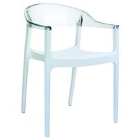 Carmen Dining Armchair White with Transparent Back ISP059-WHI-TCL