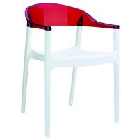 Carmen Dining Armchair White with Transparent Red Back ISP059-WHI-TRED