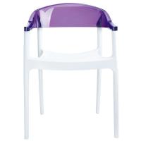 Carmen Dining Armchair White with Transparent Violet Back ISP059-WHI-TVIO - 2