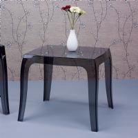 Queen Polycarbonate Square side Table Transparent Black ISP065-TBLA - 3