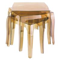 Queen Polycarbonate Square side Table Transparent Black ISP065-TBLA - 4