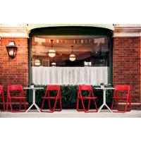 Dream Folding Outdoor Bistro Set with White Table and 2 Red Chairs ISP0791S-RED-WHI - 4