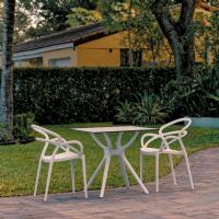 Mila Dining Set with 2 Arm Chairs White ISP0852S-WHI