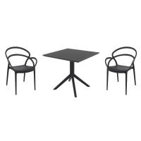 Mila Dining Set with Sky 31" Square Table Black ISP0853S-BLA