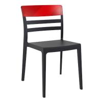 Moon Dining Chair Black with Transparent Red ISP090-BLA-TRED