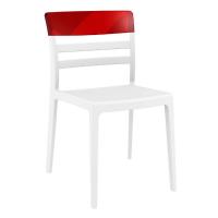 Moon Dining Chair White with Transparent Red ISP090-WHI-TRED