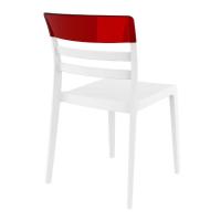 Moon Dining Chair White with Transparent Red ISP090-WHI-TRED - 1