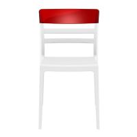 Moon Dining Chair White with Transparent Red ISP090-WHI-TRED - 2