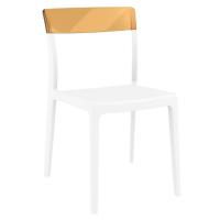 Flash Dining Chair White with Transparent Amber ISP091-WHI-TAMB