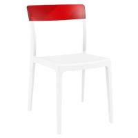 Flash Dining Chair White with Transparent Red ISP091-WHI-TRED