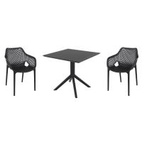 Air XL Dining Set with Sky 31" Square Table Black ISP1062S-BLA