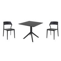 Snow Dining Set with Sky 31" Square Table Black ISP1066S-BLA