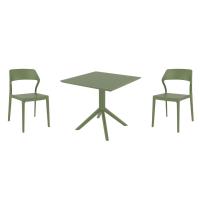 Snow Dining Set with Sky 31" Square Table Olive Green ISP1066S-OLG