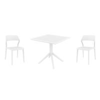 Snow Dining Set with Sky 31" Square Table White ISP1066S-WHI