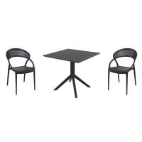 Sunset Dining Set with Sky 31" Square Table Black ISP1068S-BLA