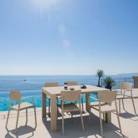 Loft Outdoor Dining Set with 6 Arm Chairs and 55 inch Extension Table Taupe ISP1281S-DVR