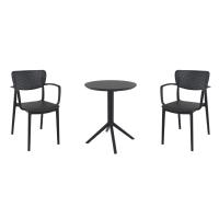 Loft Round Bistro Set 3 Piece with 24 inch Table Top Black ISP1284S-BLA - 3