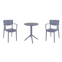 Loft Round Bistro Set 3 Piece with 24 inch Table Top Dark Gray ISP1284S-DGR - 3