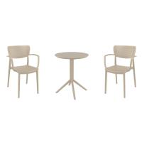 Loft Round Bistro Set 3 Piece with 24 inch Table Top Taupe ISP1284S-DVR - 3