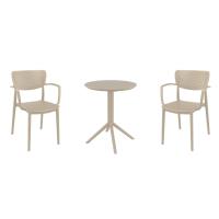 Loft Round Bistro Set 3 Piece with 24 inch Table Top Taupe ISP1284S-DVR - 3