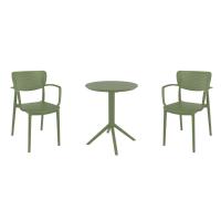 Loft Round Bistro Set 3 Piece with 24 inch Table Top Olive Green ISP1284S-OLG - 3