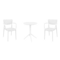 Loft Round Bistro Set 3 Piece with 24 inch Table Top White ISP1284S-WHI - 3