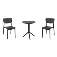 Lucy Round Bistro Set 3 Piece with 24 inch Table Top Black ISP1294S-BLA - 3