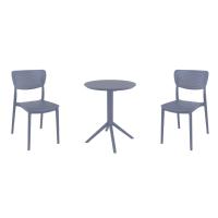 Lucy Round Bistro Set 3 Piece with 24 inch Table Top Dark Gray ISP1294S-DGR - 3