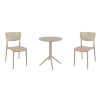 Lucy Round Bistro Set 3 Piece with 24 inch Table Top Taupe ISP1294S-DVR - 3