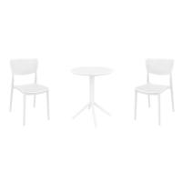 Lucy Round Bistro Set 3 Piece with 24 inch Table Top White ISP1294S-WHI - 3