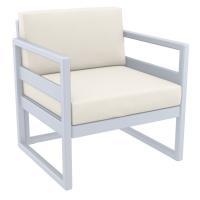 Mykonos Patio Club Chair Silver Gray with Natural Cushion ISP131-SIL-CNA - Club Chairs