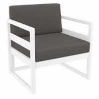 Mykonos Club Chair White with Charcoal Cushion ISP131-WHI-CCH