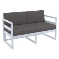 Mykonos Patio Loveseat Silver Gray with Charcoal Cushion ISP1312-SIL-CCH